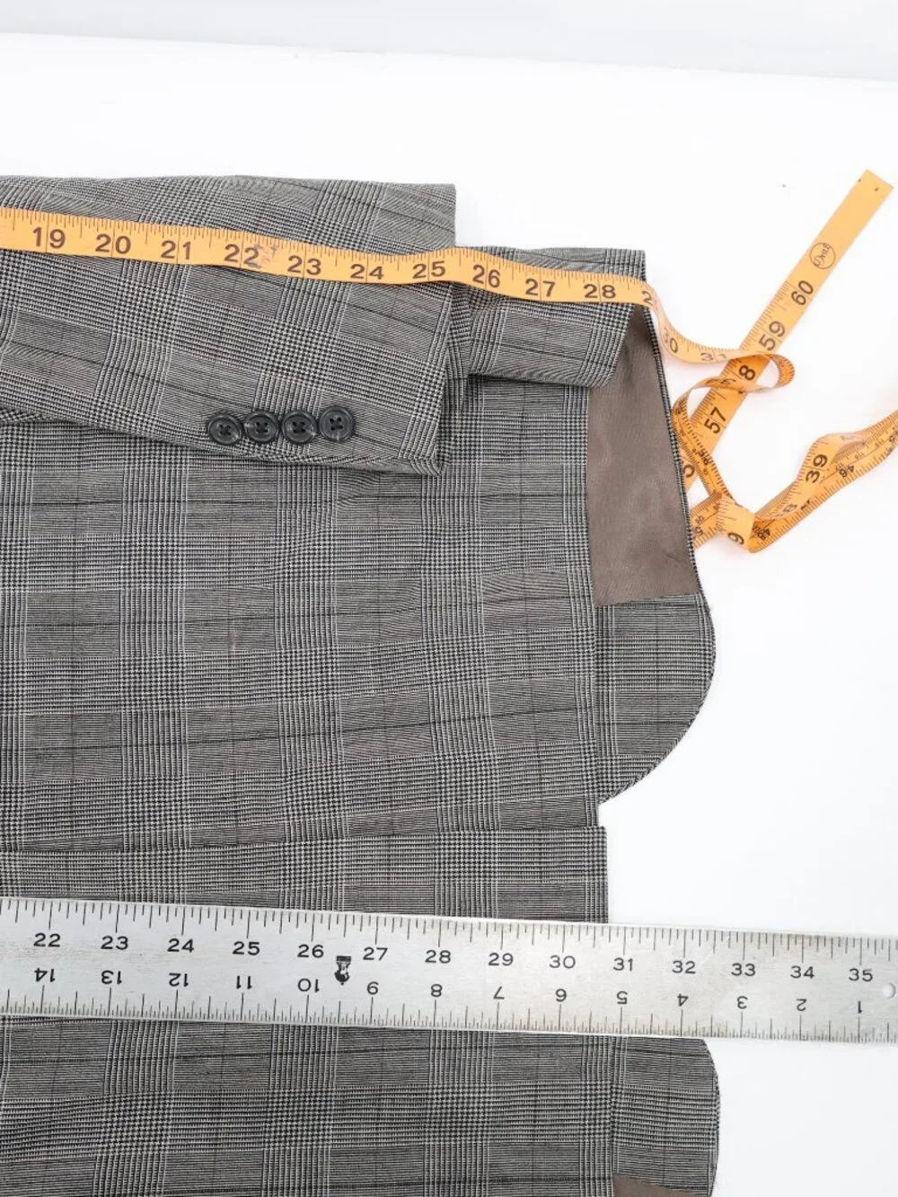 VTG Polo Ralph Lauren university Sport Coat Mens 44 Virgin Wool Plaid windowpane